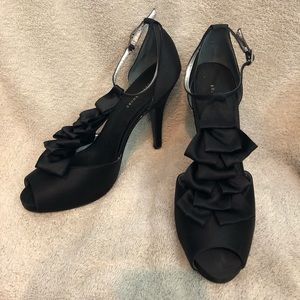 Black satin Audrey Brooke heels. Size 11.